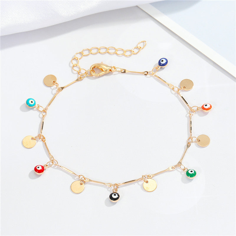 Wholesale Color Irregular Shape Peach Heart Round Drop Shape Alloy Anklets