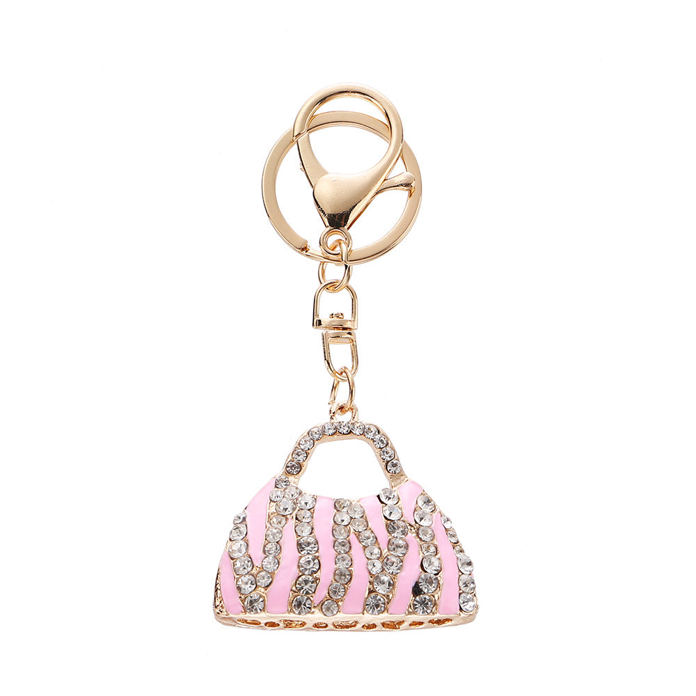 Wholesale Rhinestone Leopard Print Creative Bag Car Keychain