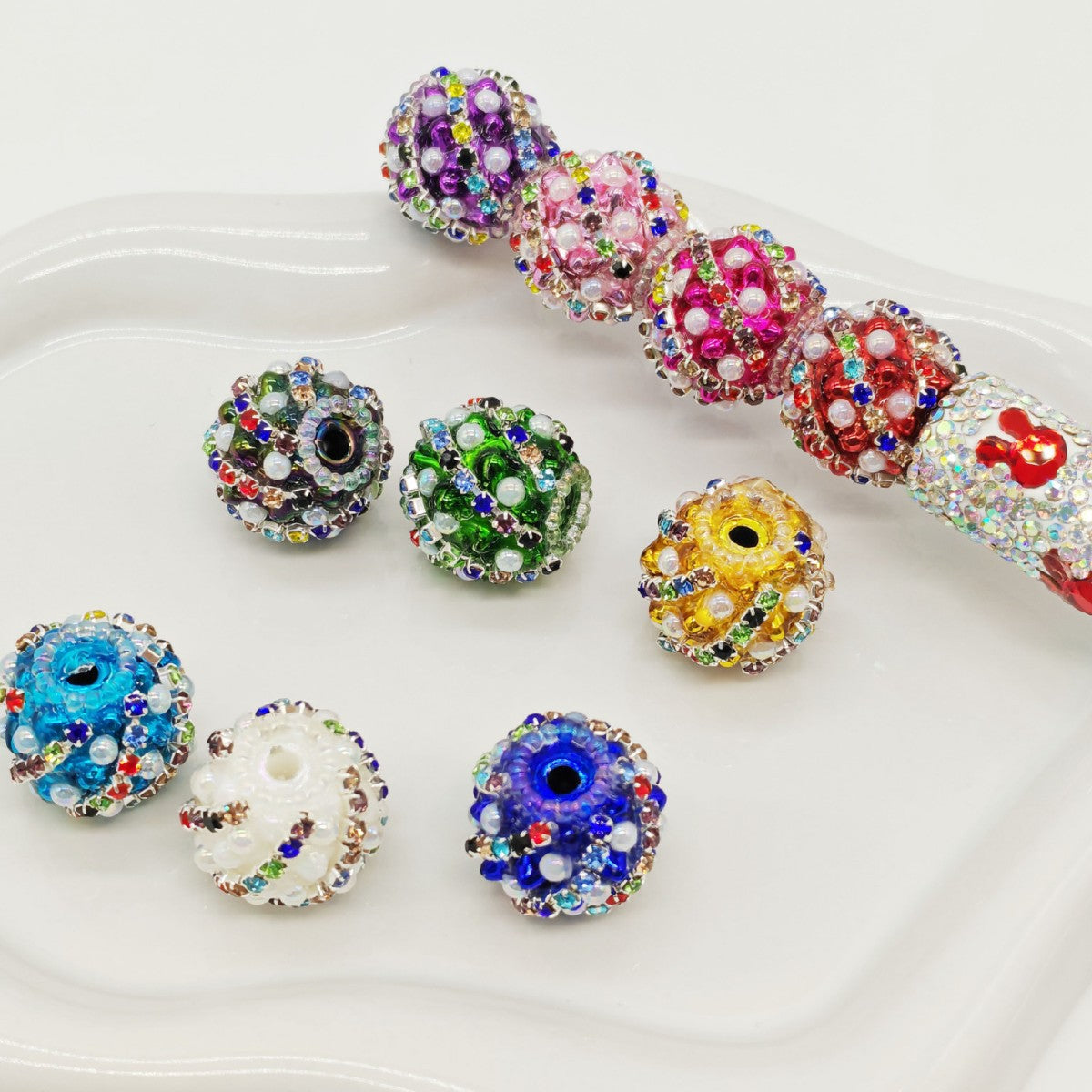 Wholesale 10pcs drill ball colored straight hole Acrylic Beads