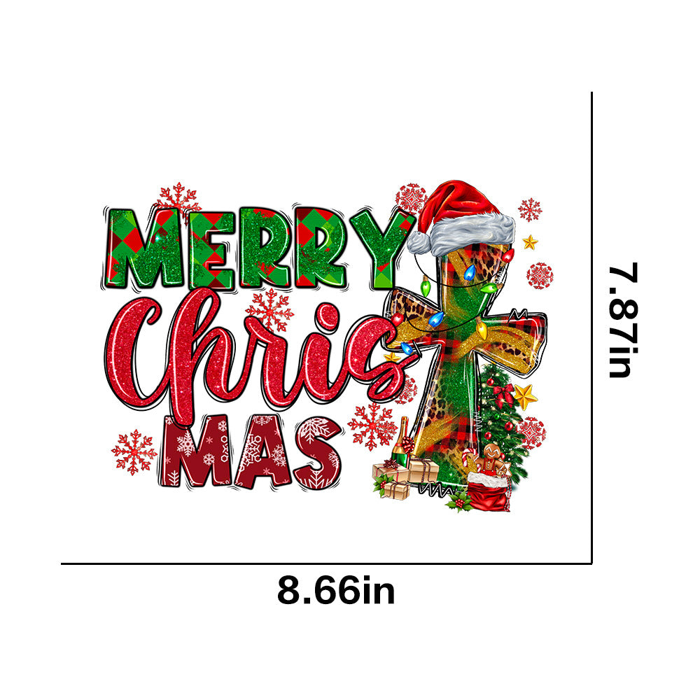 Wholesale 10pcs  Christmas heat transfer stickers  UV DTF Ready to Press Transfers Wraps