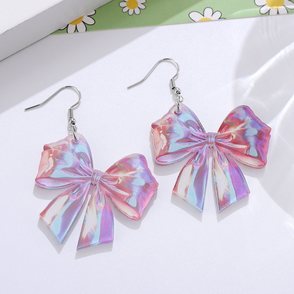 Wholesale New Colorful Bow Acrylic Pendant Earrings Women's Simple Elegant Earrings Gift