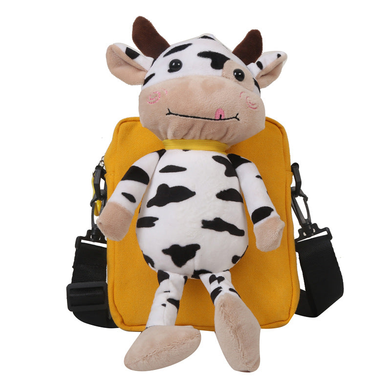 Wholesale Plush Cow Doll Canvas Crossbody Bags