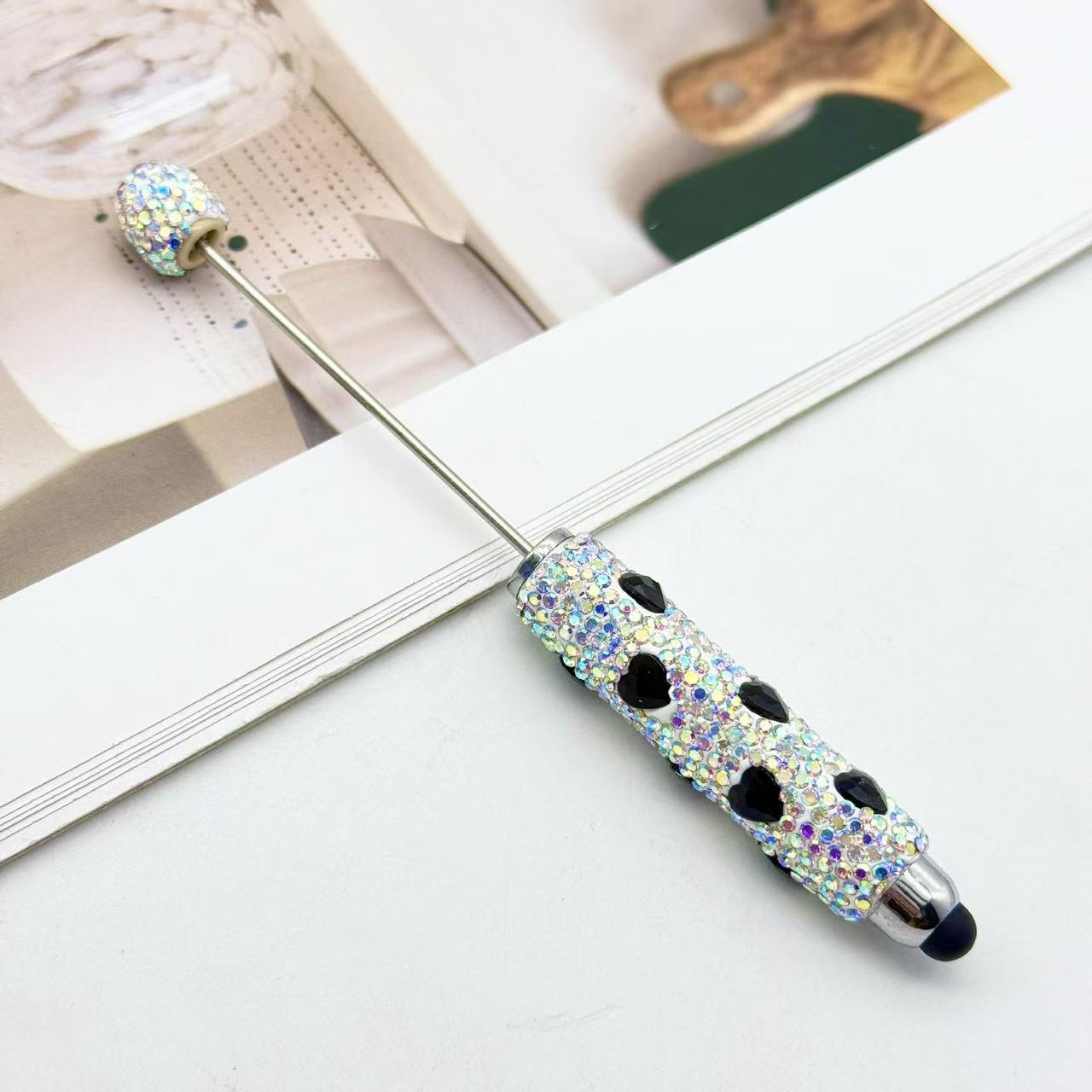 Wholesale 2pcs DIY Touchscreen Rhinestone Heart Beadable Pens