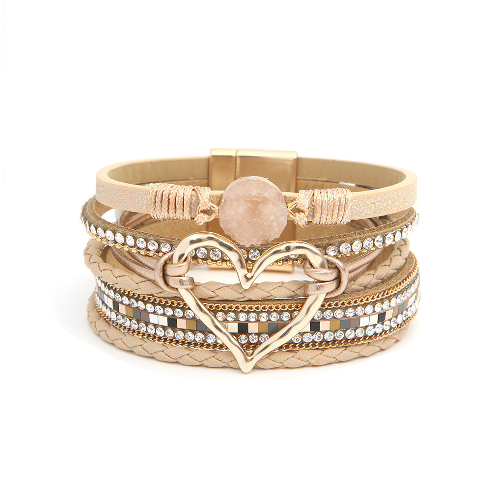 Wholesale Bohemian Multi-layered Leather Handwoven Love Bracelet