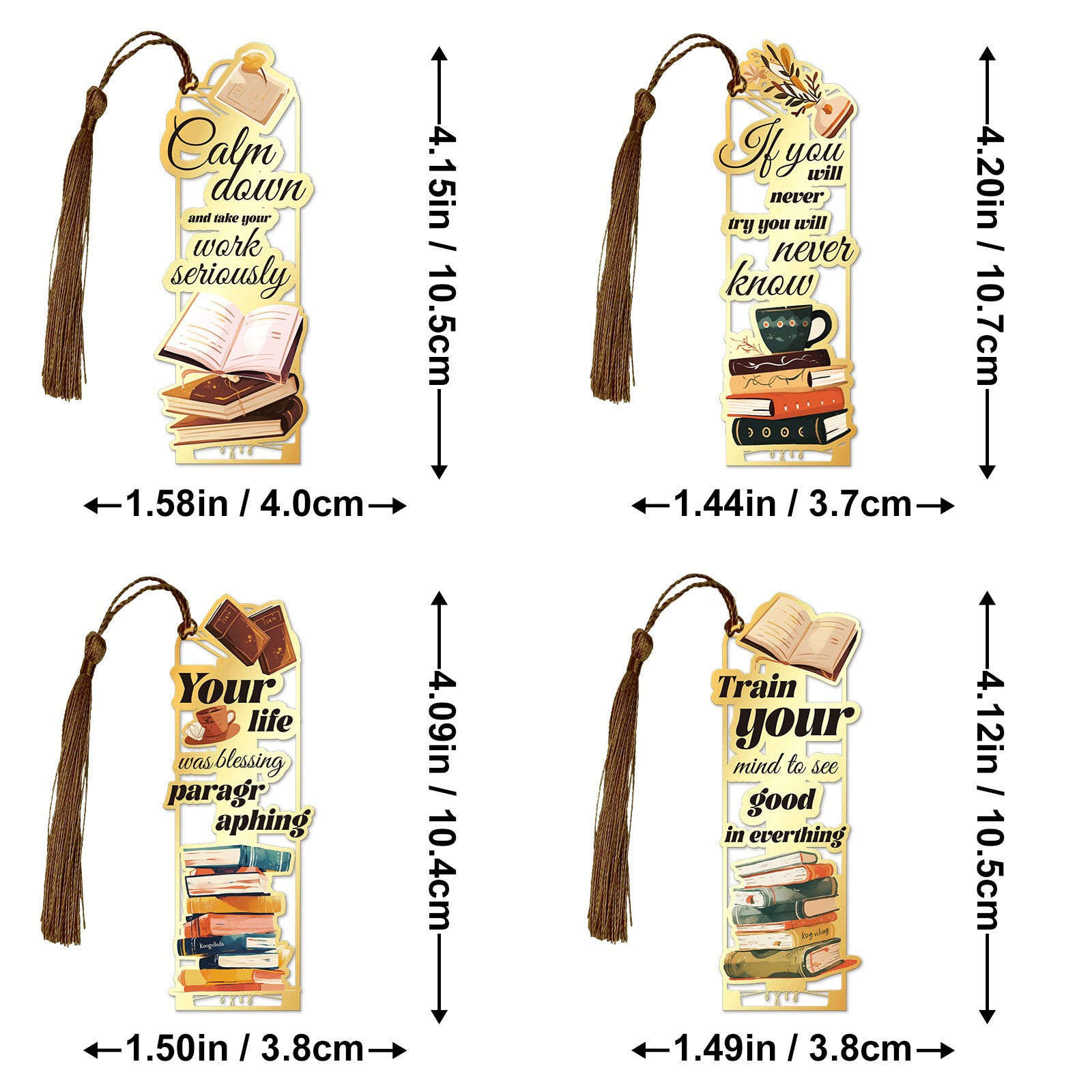 Wholesale Advanced Texture Metal Positive Energy Inspirational English Bookmark Student Exquisite Birthday Gift