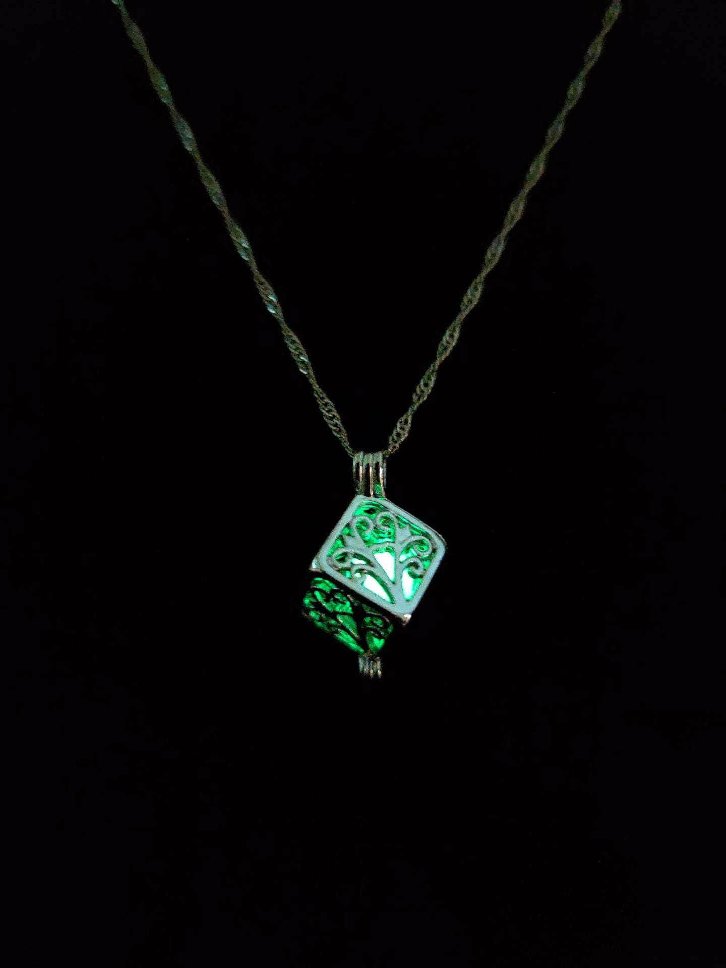 Wholesale Hollow out Tree of Life Square Luminous Necklace