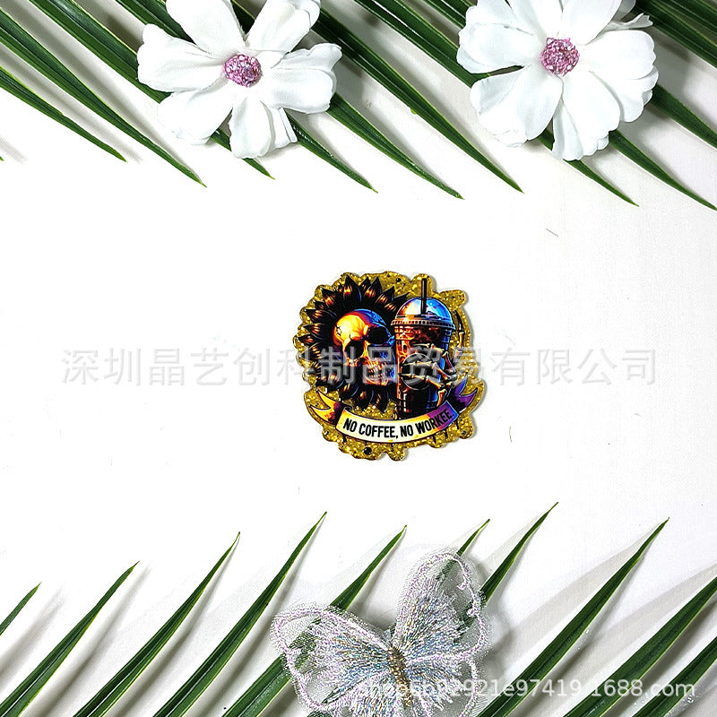 Wholesale 10 pcs/pack Sequin Halloween Skull Acrylic DIY Accessories