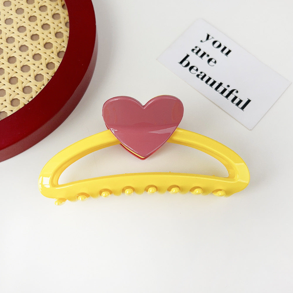Wholesale Resin Hollow Out Half Circle Heart Color Matching Hair Clip