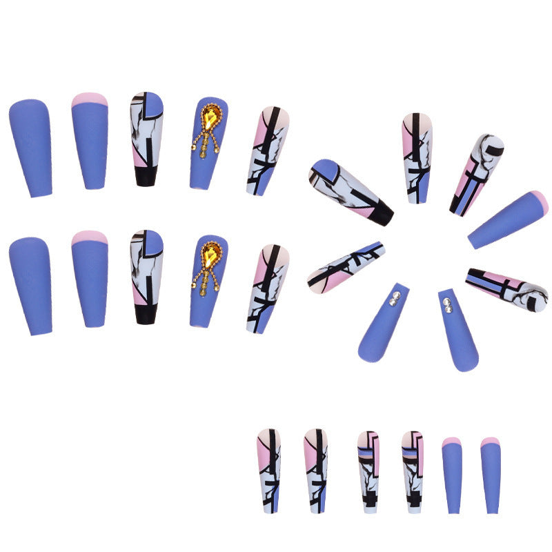 Geometría larga al por mayor pegatinas de uñas marmbling