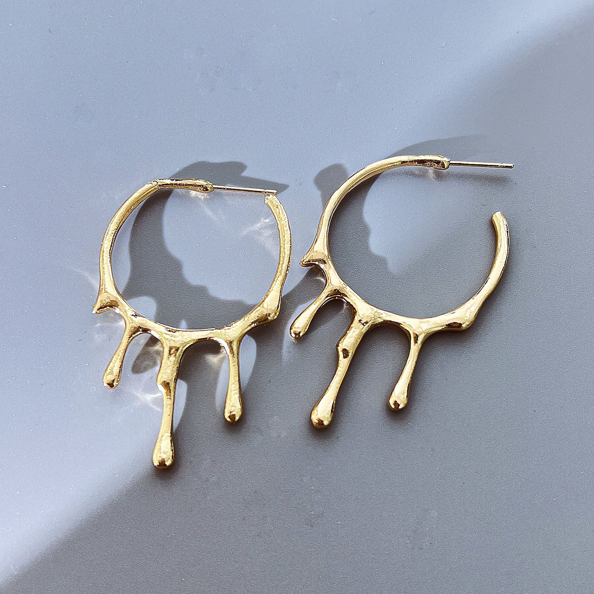 Wholesale Alloy Heart Four Pointed Star Tassel Earrings