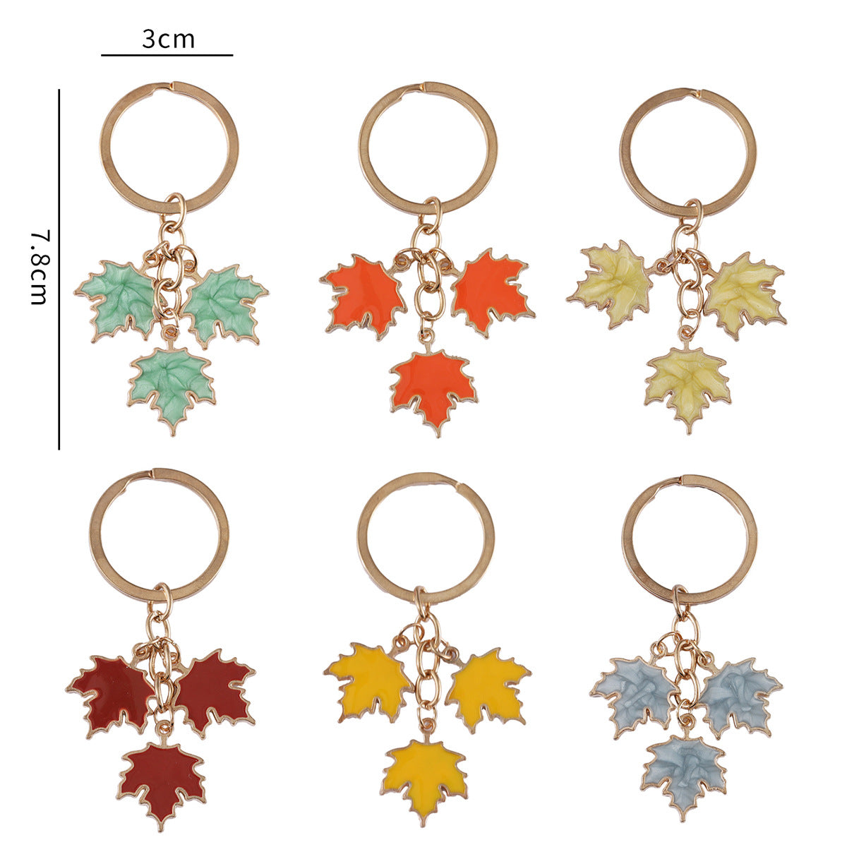 Wholesale Fall Thanksgiving Colorful Maple Leaf Oil Droplet Keychain