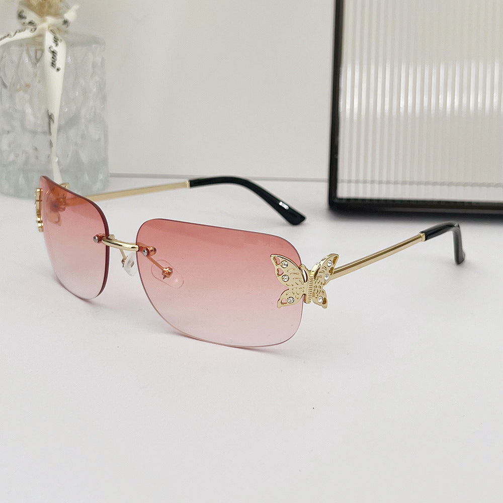 Wholesale Personalized Butterfly Square Frameless Sunglasses