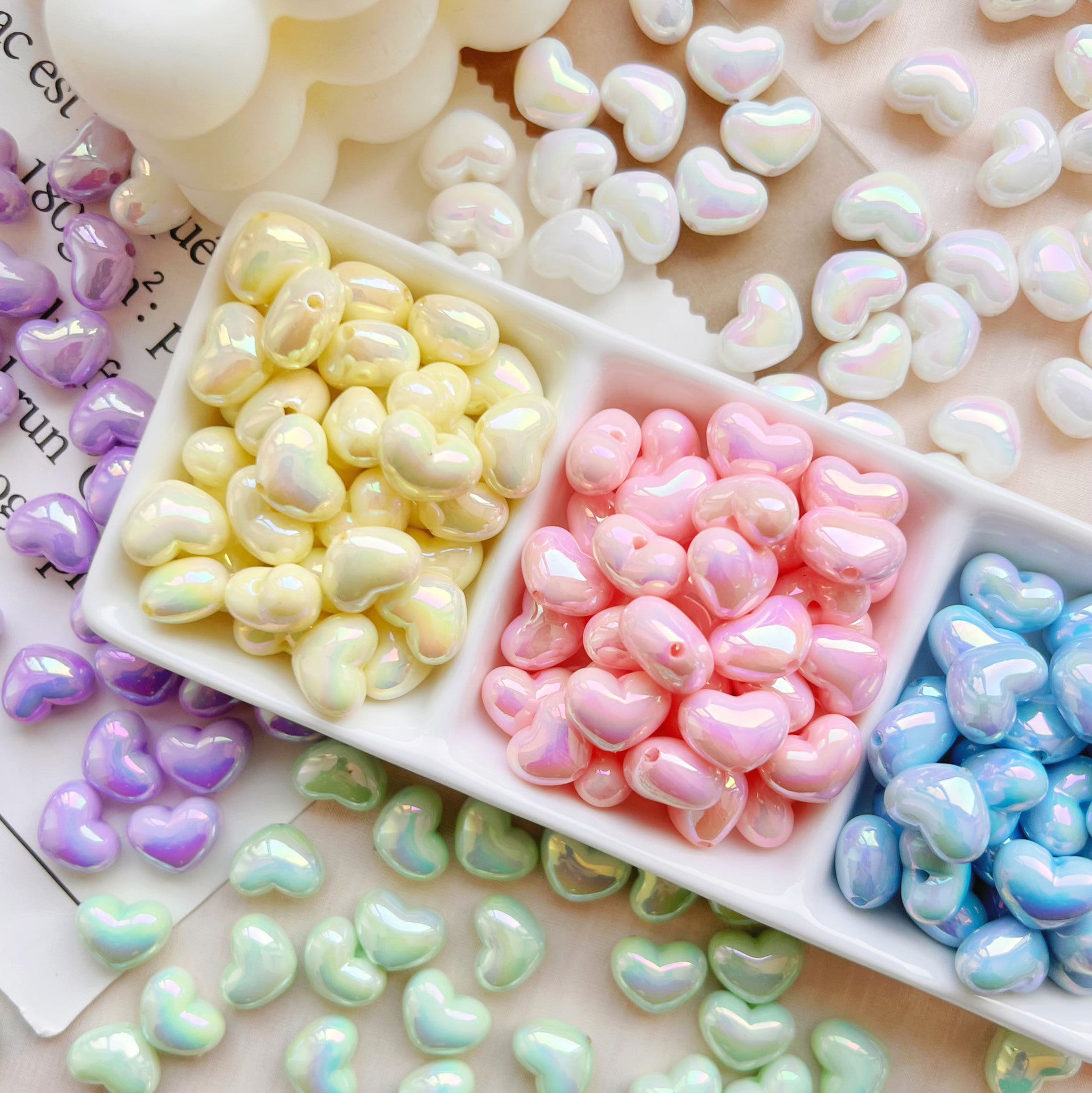 Wholesale 10pcs 10*13mm cream color love beads