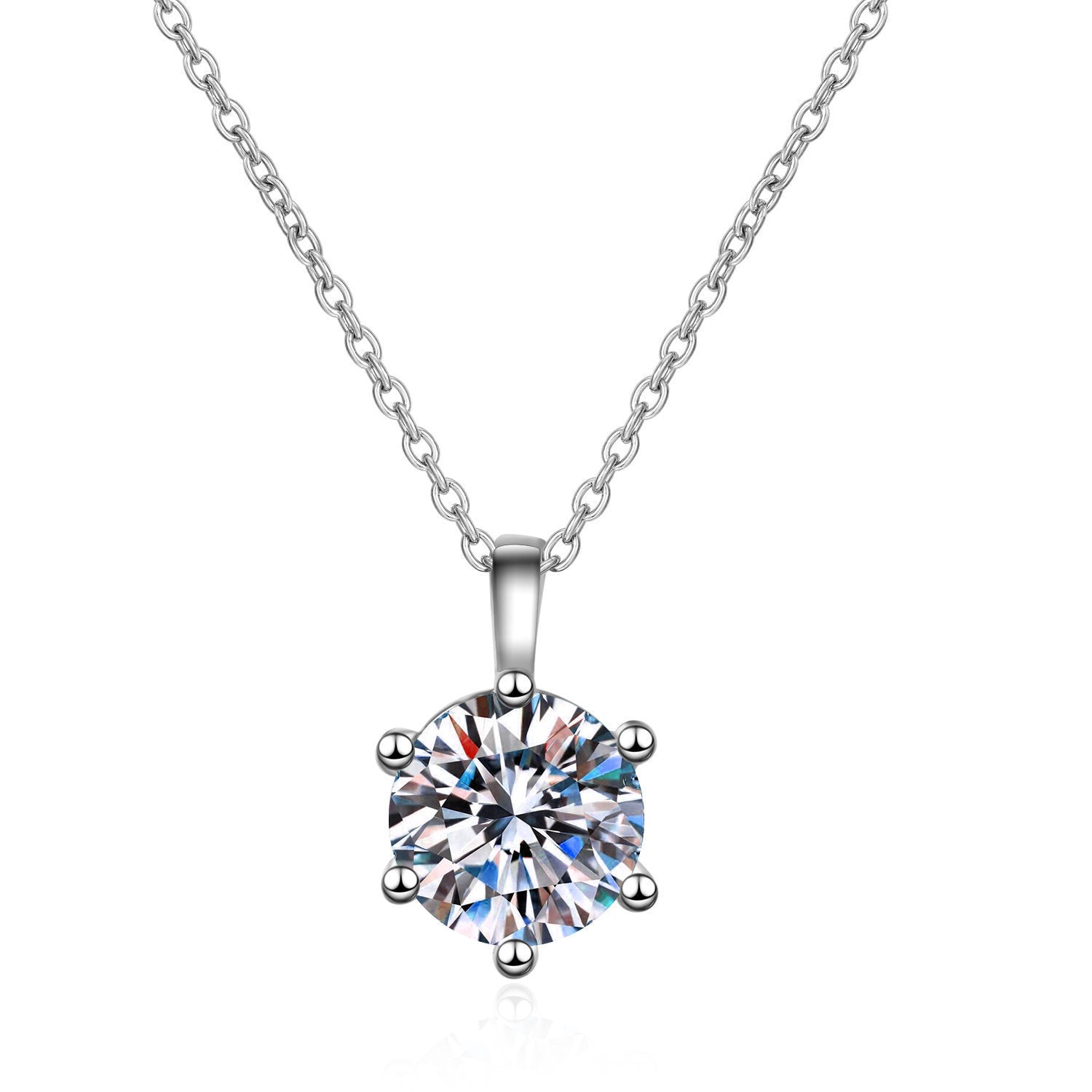Wholesale Moissanite Necklace 18K Gold Six-claw Two-carat Necklace