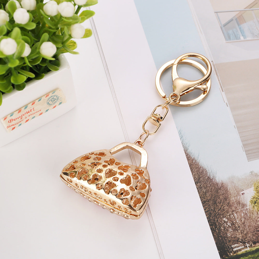 Wholesale Rhinestone Leopard Print Creative Bag Car Keychain