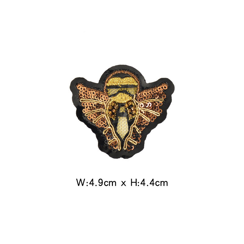 Wholesale Felt Base Sequin 3D Crown Bee Embroidered Patch Badge For Clothing Towel DIY Accessory