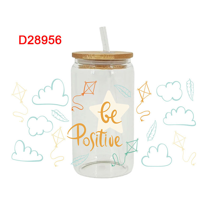 Wholesale Colorful clouds rainbow stars 16oz Cup UV DTF Wraps