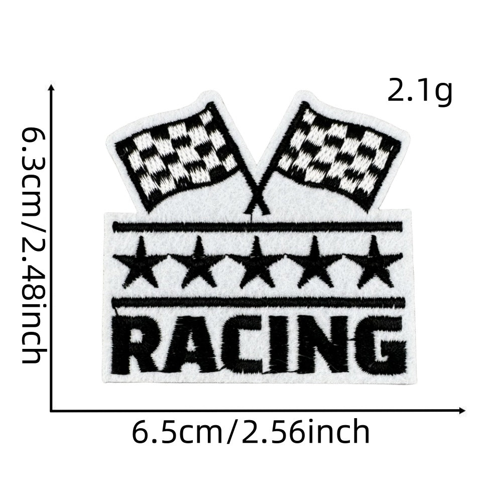 Wholesale Motorcycle Racing Cartoon Embroidered Patches Black White Graffiti Theme Party Bag Decoration