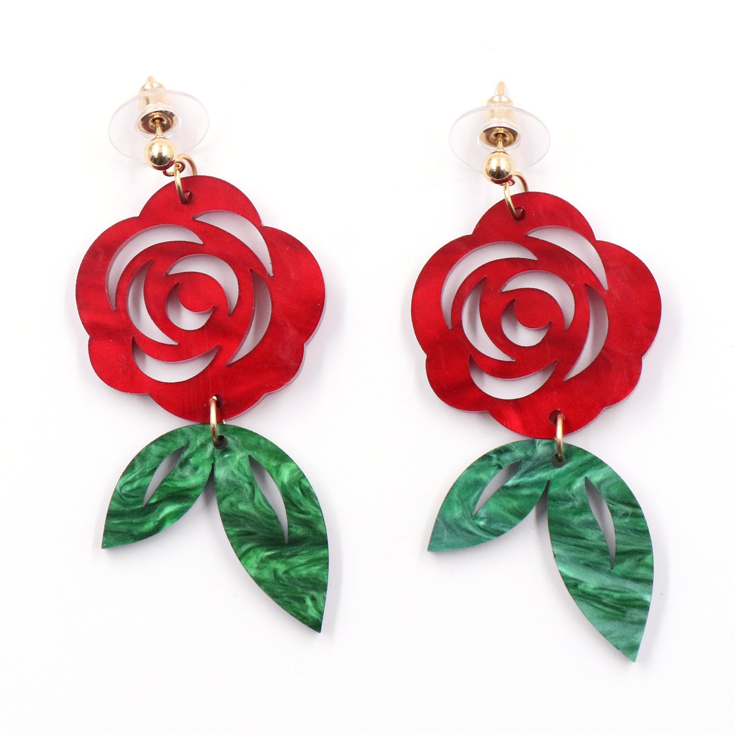 Wholesale Valentine's Day Colorless Rose Acrylic Earrings