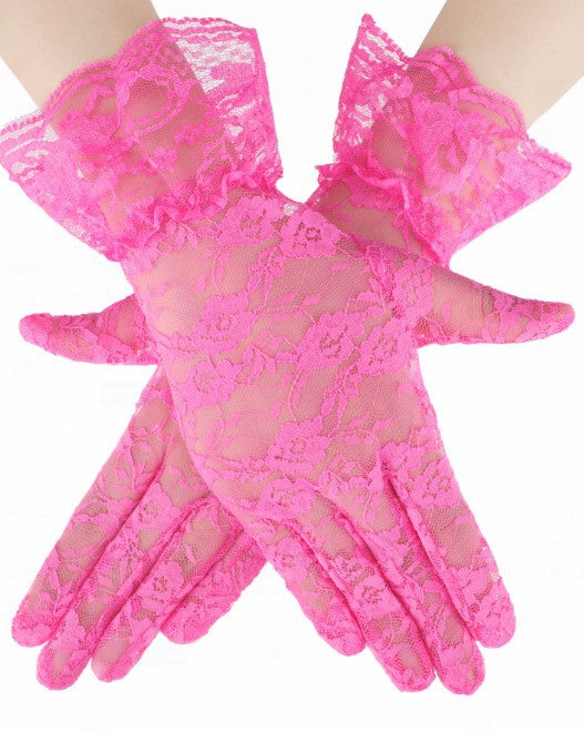 Wholesale  Summer Black Large Lace Short Sunscreen Gloves