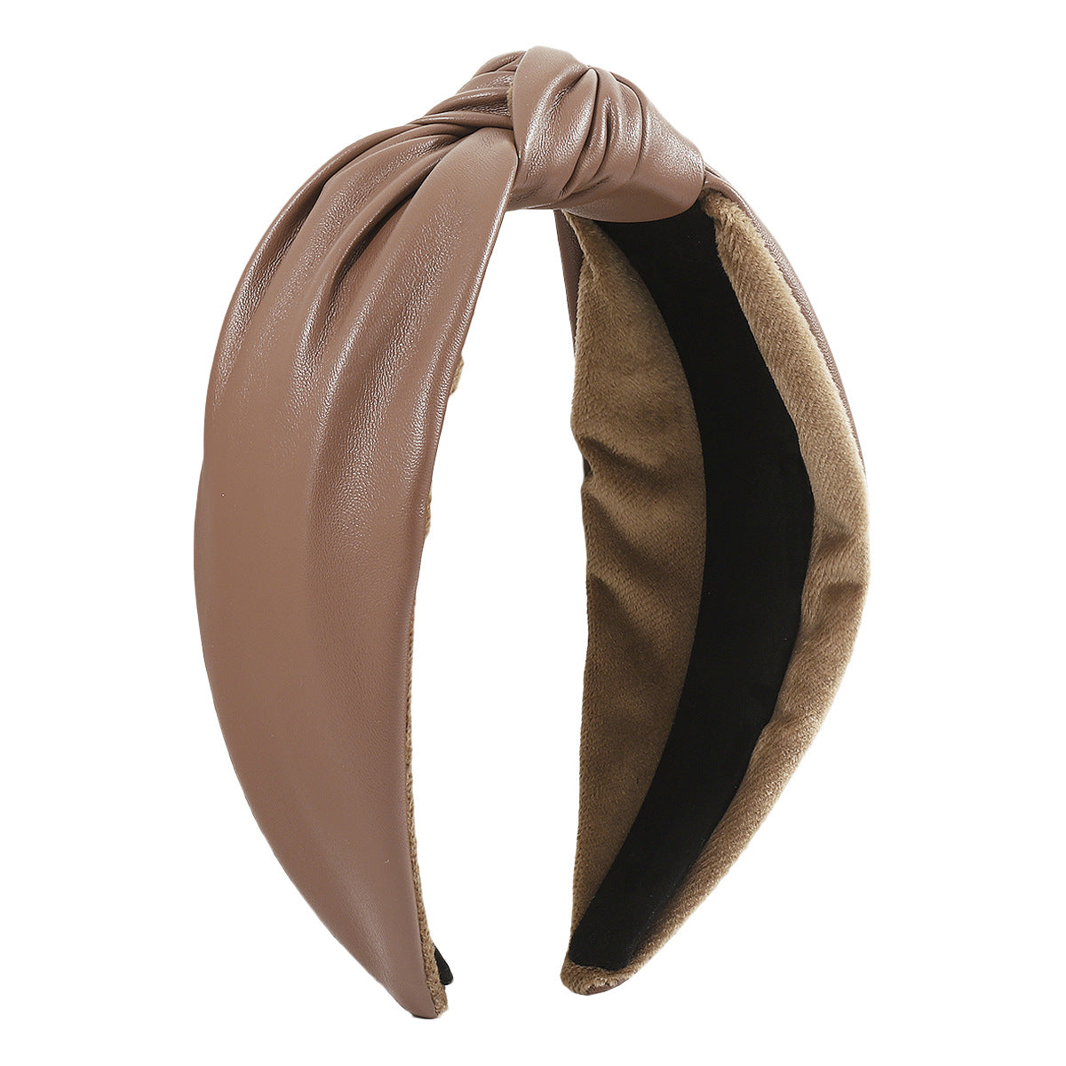 Wholesale Matte Leather Velvet Patchwork Knotted Headband