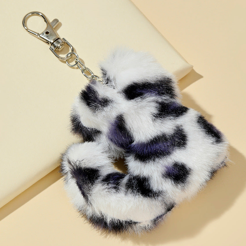 Wholesale Leopard Patterned Kitten Fur Ball Keychain