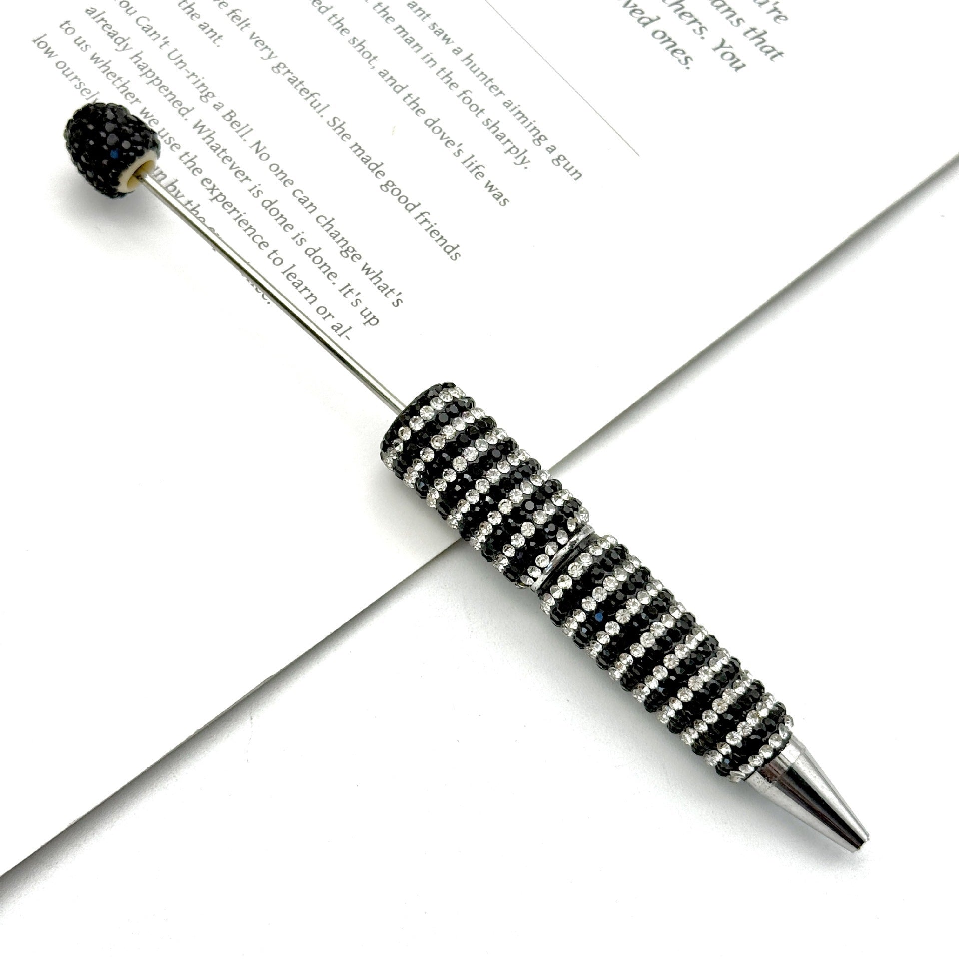 Wholesale Circular Textured Spiral Adorned Full Diamond-like Fancy Beadable Pens