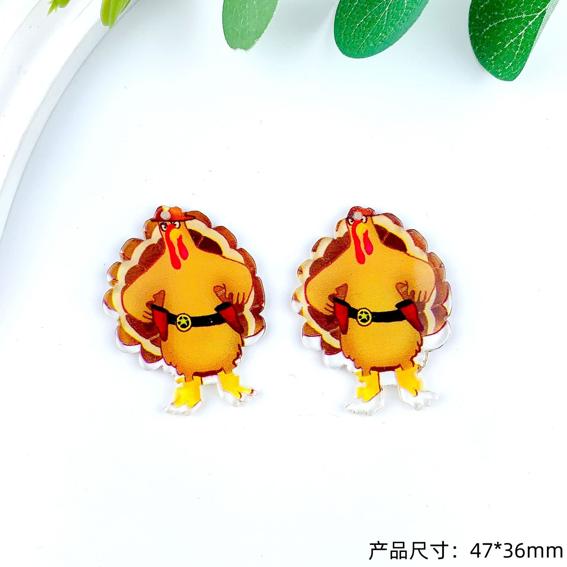 Wholesale 30pcs Acrylic Carnival Thanksgiving Turkey Earrings DIY Accessories