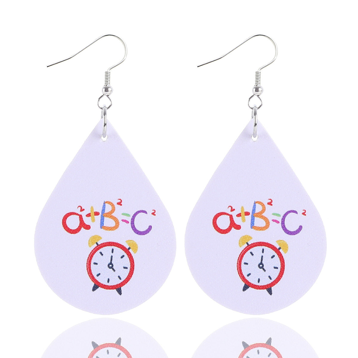 Wholesale Teacher's Day Apple Pencil Water Drop Leather Earrings