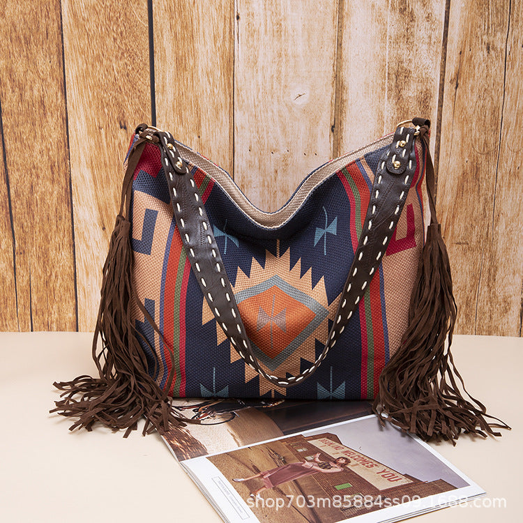 Wholesale Aztec Flowing Cotton and Hemp Canvas Handheld Shoulder Bag