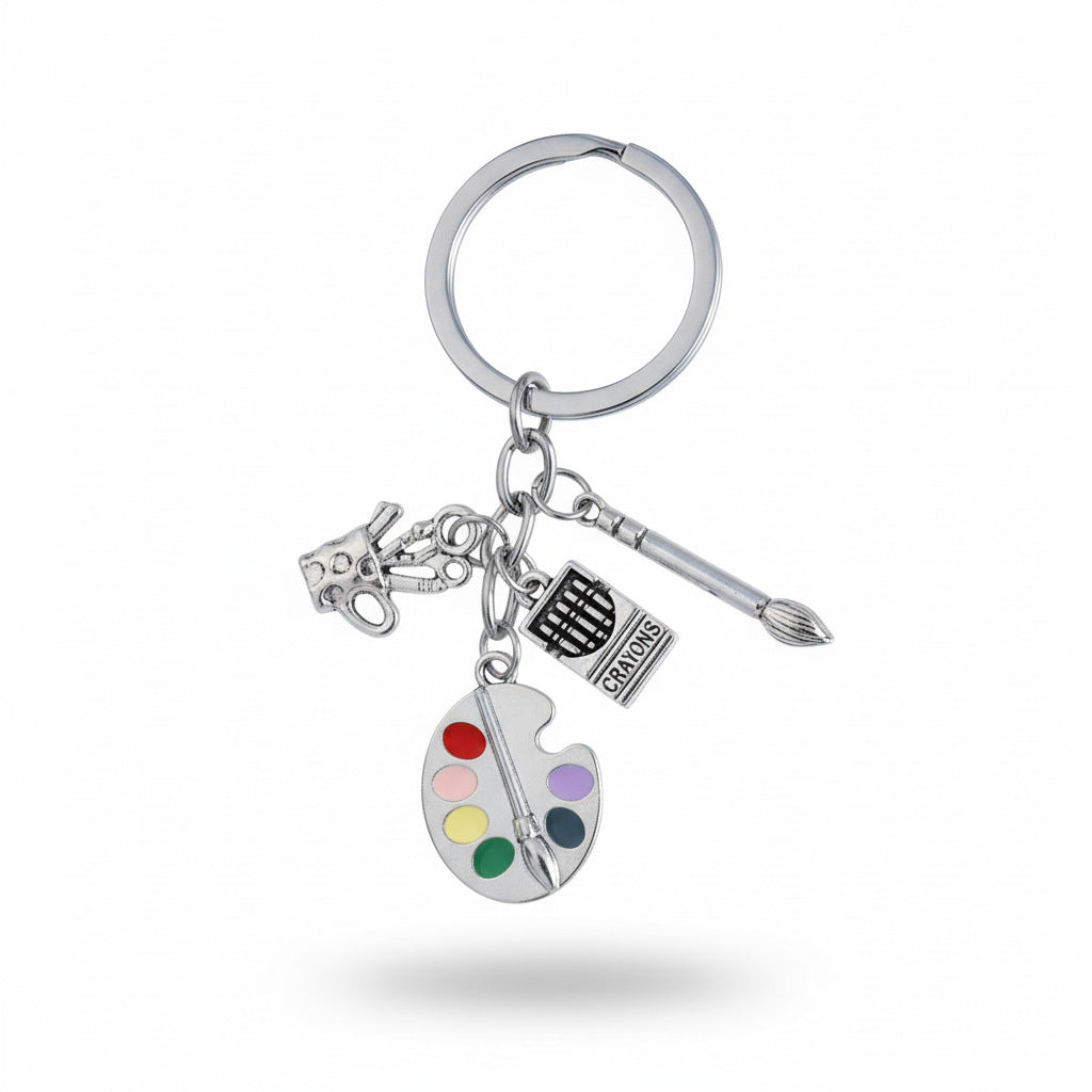 Wholesale Oil Dripping Pencil Red Apple Drawing Board Keychain Five-section Chain