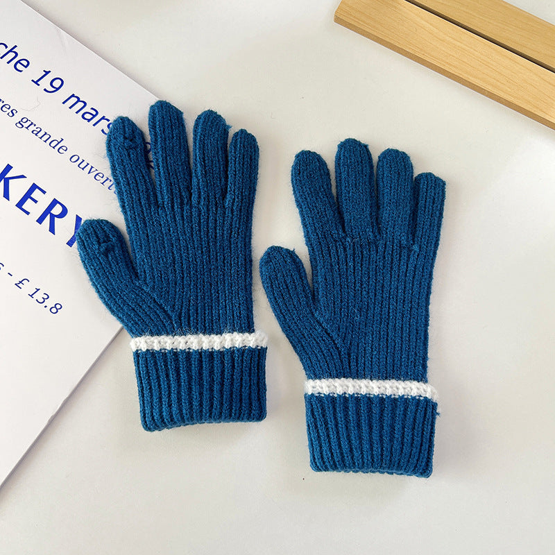 Wholesale Contrasting Edge Knitted Fingerless Touch Screen Gloves