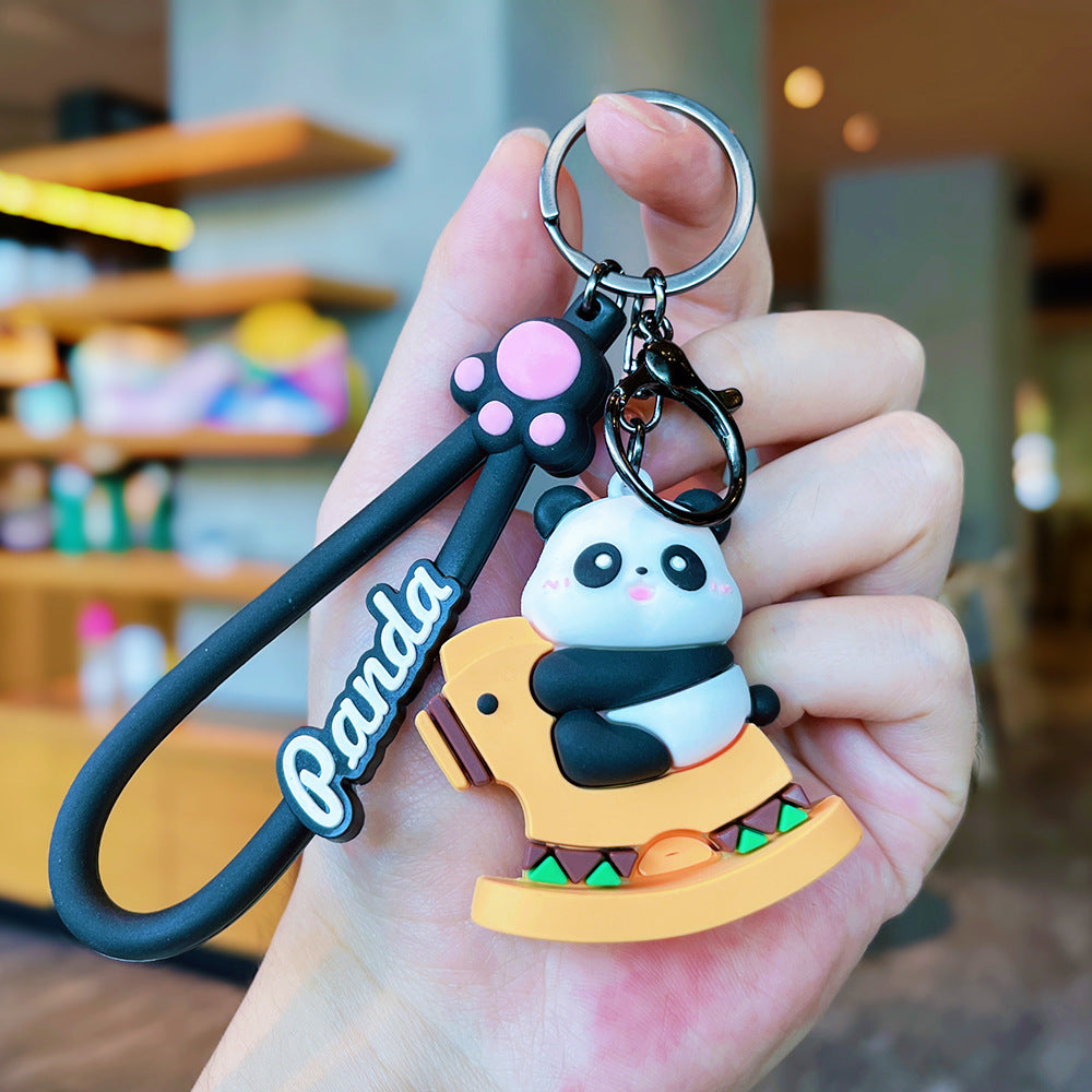 Wholesale Giant Panda Holding Bamboo Keychain