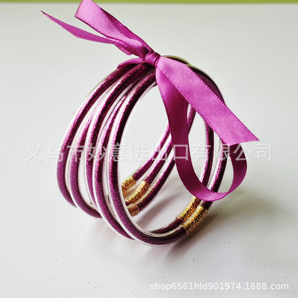 Wholesale Silicone Women's Bow Gold Powder Bracelet