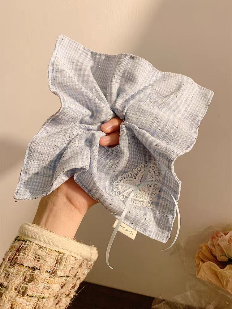 Wholesale Fabric Square  With Openwork Lace Hair  Scrunchie