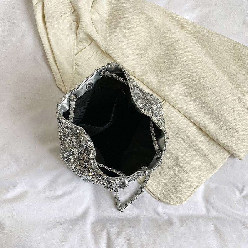 Wholesale Sequin Decorative Bucket Single Shoulder Underarm Bag