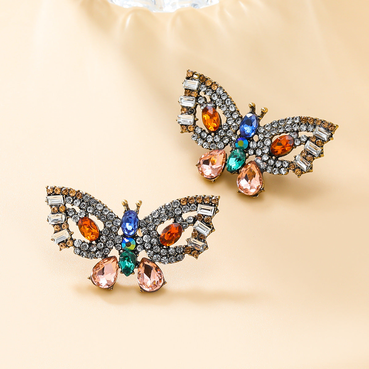 Wholesale Colorful Diamond Butterfly Earrings