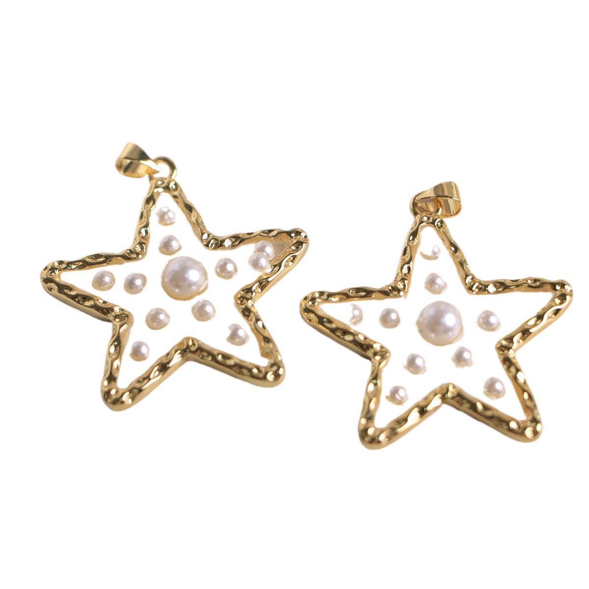 Wholesale Inlaid pearl star heart-shaped circular pendant