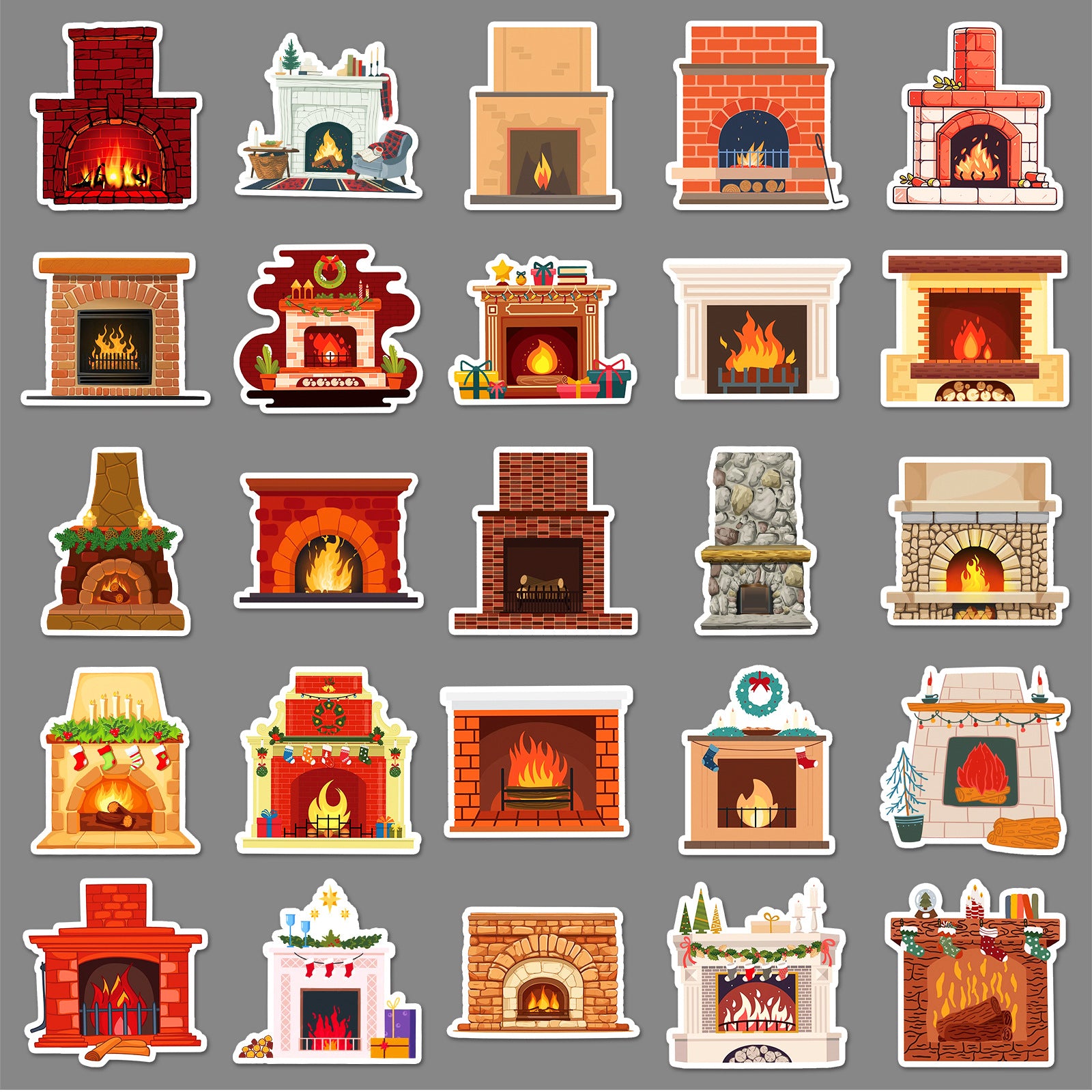 Wholesale 50 pcs/ pack fireplace graffiti stickers Christmas decorative  stickers