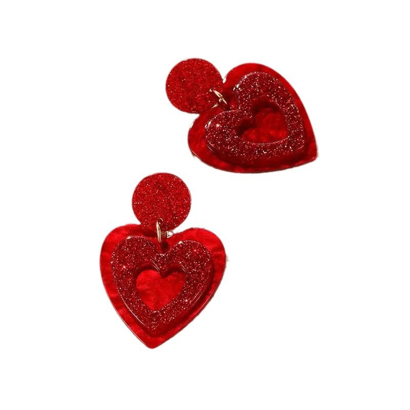 Wholesale Valentine's Day love earrings double layer love earrings