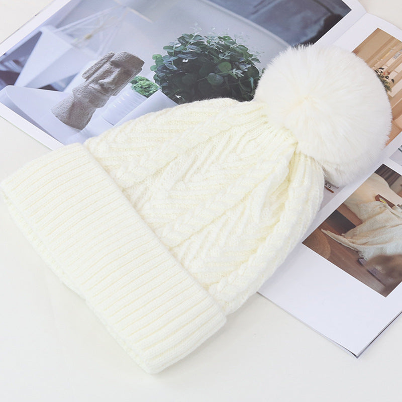 Wholesale Autumn and Winter Solid Color Fur Ball Cold Cashmere  Hat