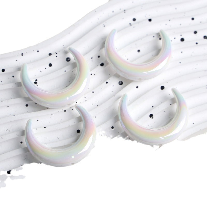 Wholesale 10pcs Cream Color Big Moon Acrylic DIY Beaded Jewelry Accessories