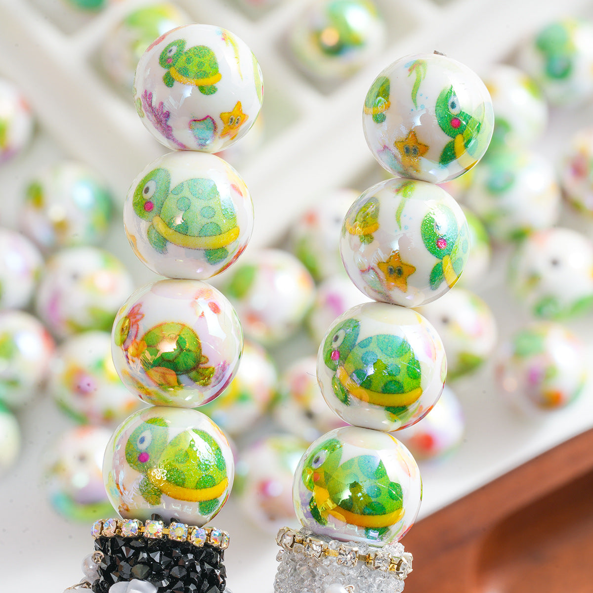 Wholesale 10pcs Color coated ocean acrylic beads