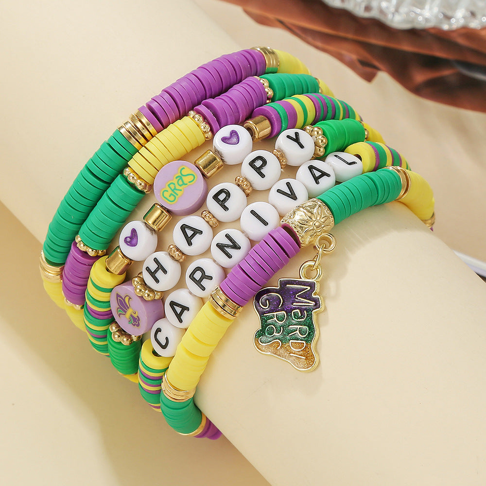 Wholesale Colorful Carnival Polymer Clay Purple Bracelet