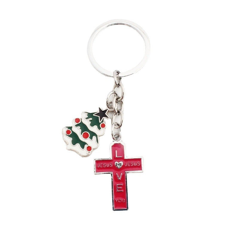 Wholesale Christmas Santa Claus Christmas Tree Drop Oil Zinc Alloy Keychain