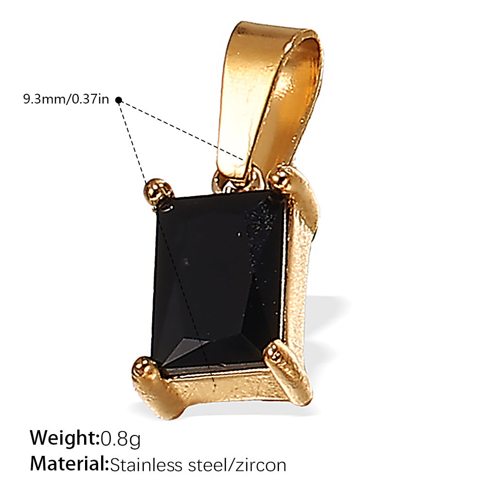 Wholesale Stainless steel 18K gold-plated geometric colorful gemstone rectangular star pendant necklace