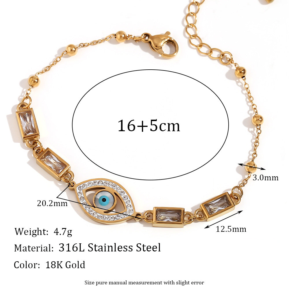 Wholesale Gold micro-inlaid natural stone devil's eye Stainless Steel Bracelets