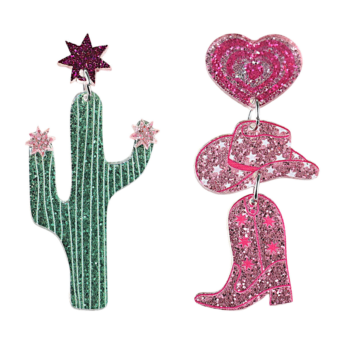 Wholesale Western style cactus cowboy hat and boots acrylic pendant