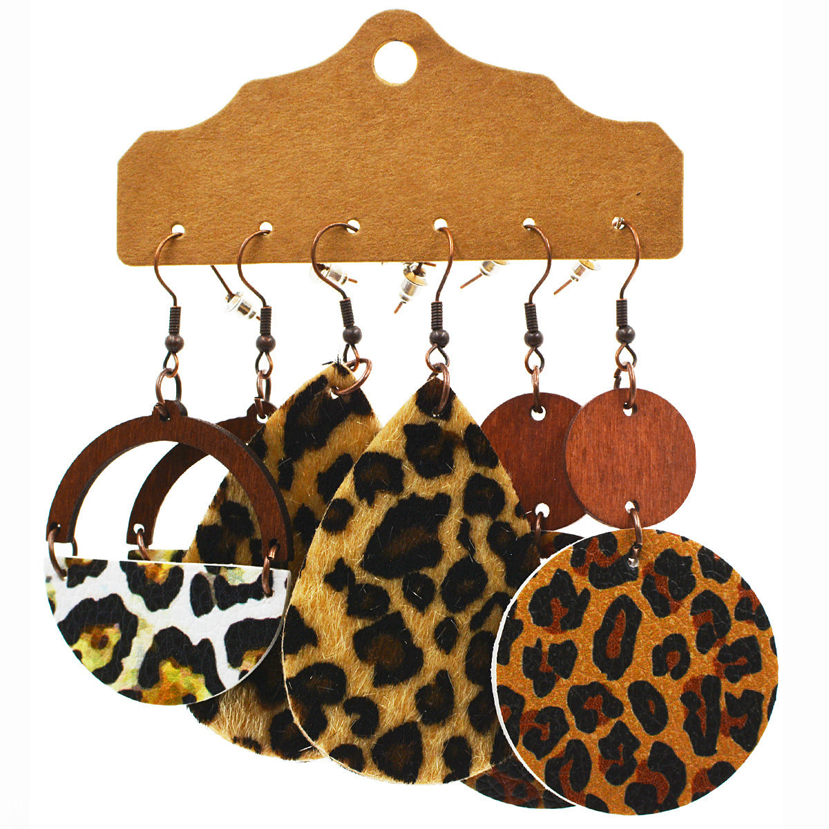 Wholesale Western Style Leopard Print Cow Earrings