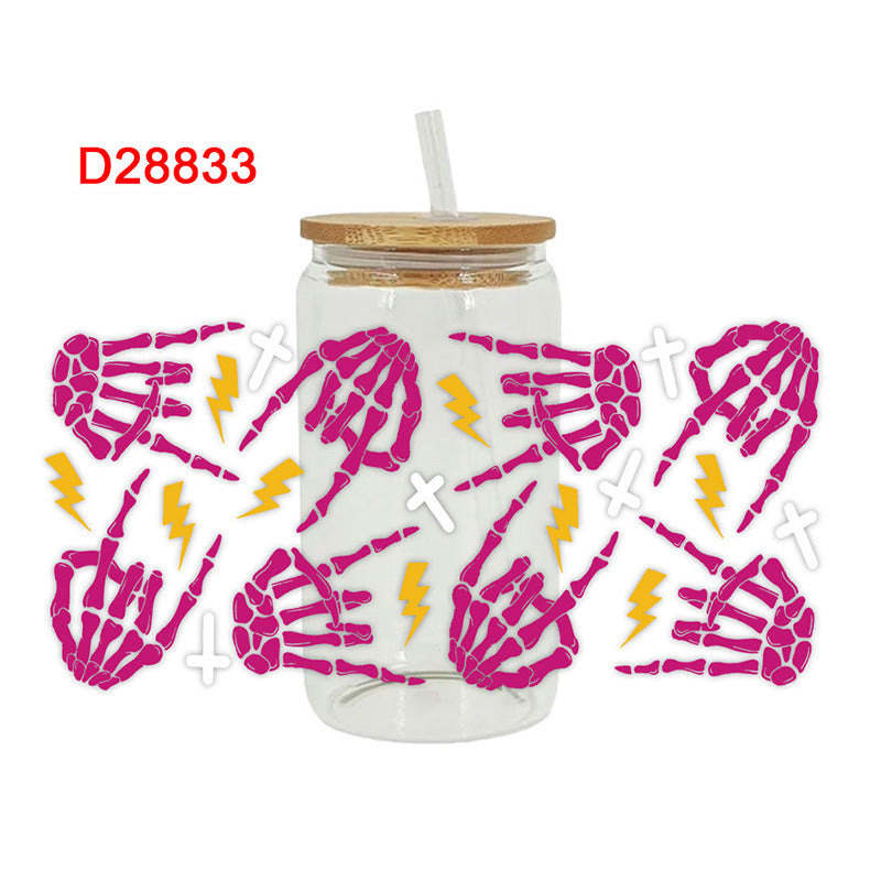 Wholesale Skeleton bow 16oz Cup UV DTF Wraps